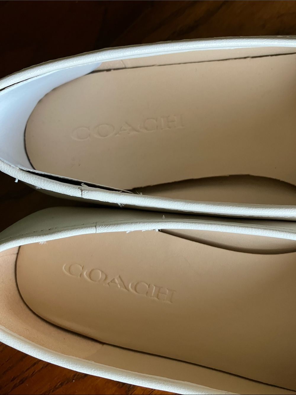 COACH Cream Leather Ballet Flats - Picture 2 of 8